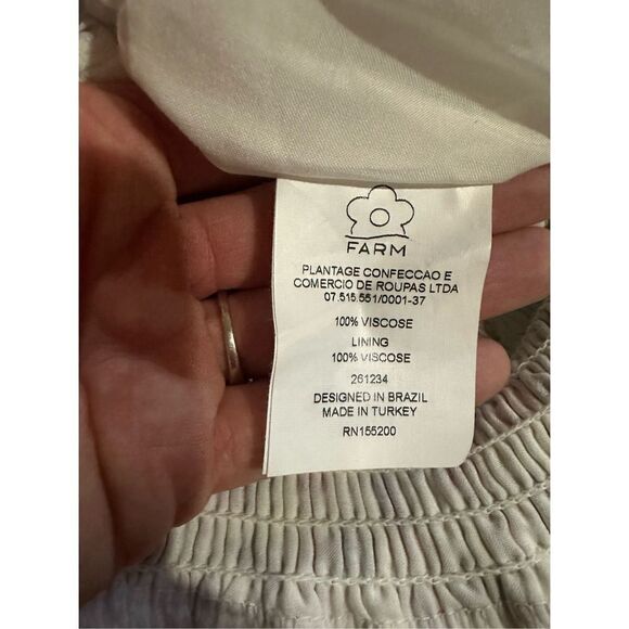 Farm Rio Anabela White Floral Smocked Ruched Waist Long Sleeve Dress XXS - Picture 13 of 14